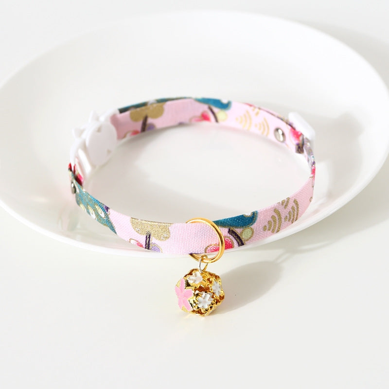 Adjustable Pet Flower Hollow Bell Collar Cat Dog Collar Accessories, Specification: S 17-32cm(Pink)