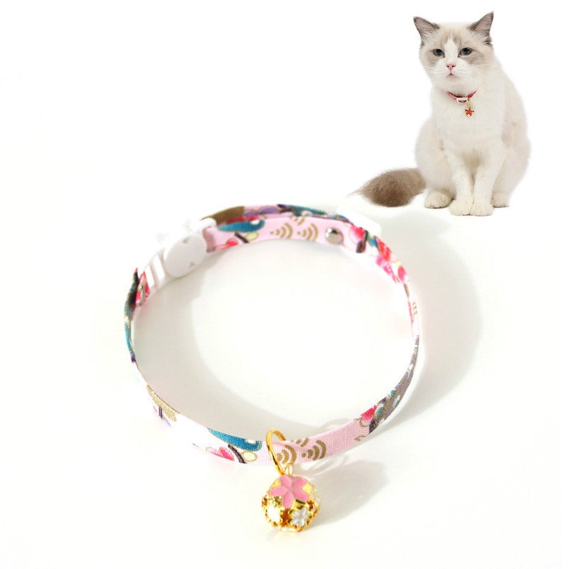 Adjustable Pet Flower Hollow Bell Collar Cat Dog Collar Accessories, Specification: S 17-32cm(Pink)
