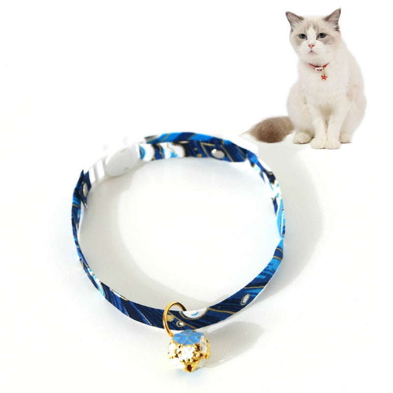 Adjustable Pet Flower Hollow Bell Collar Cat Dog Collar Accessories, Specification: S 17-32cm(Blue)