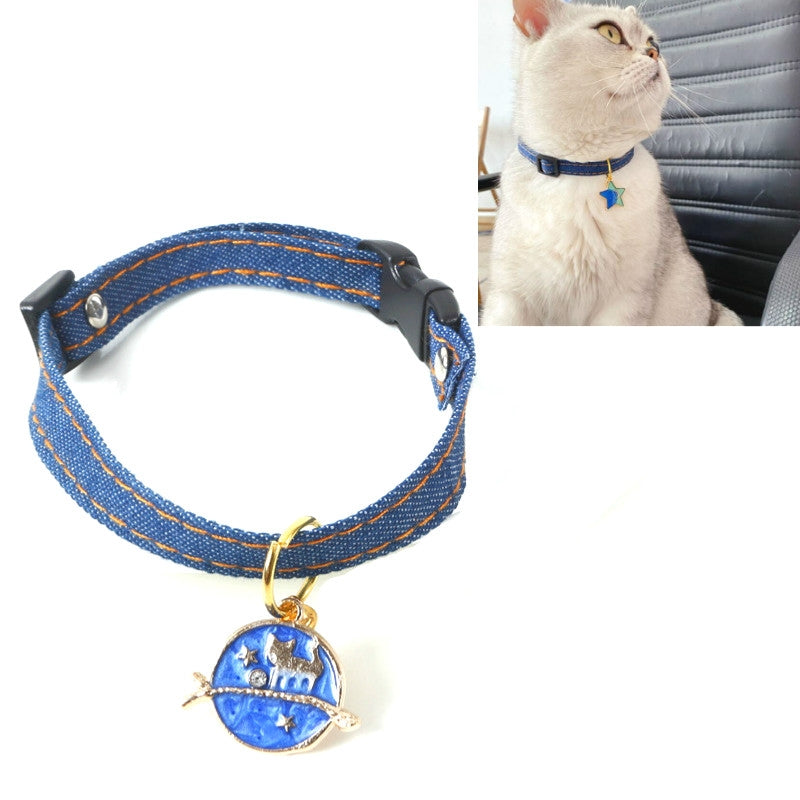 Pet Cowboy Cat Dog Collar With Bell Pet Accessories, Size:S 16-32cm, Style:Cat