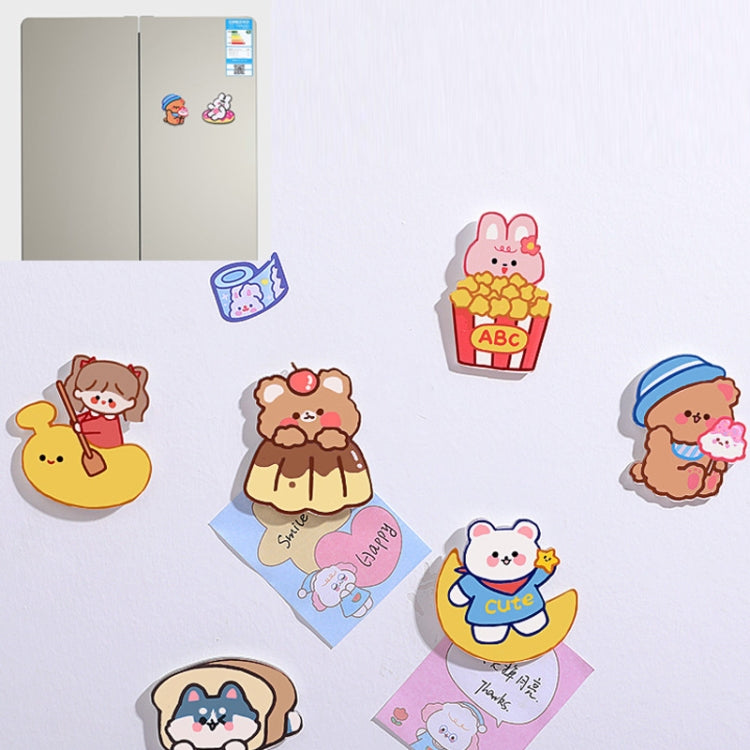 A0514 10 PCS Cute Cartoon Refrigerator Magnet Student Message Decoration Three-Dimensional Magnet Sticker, Style Random Delivery