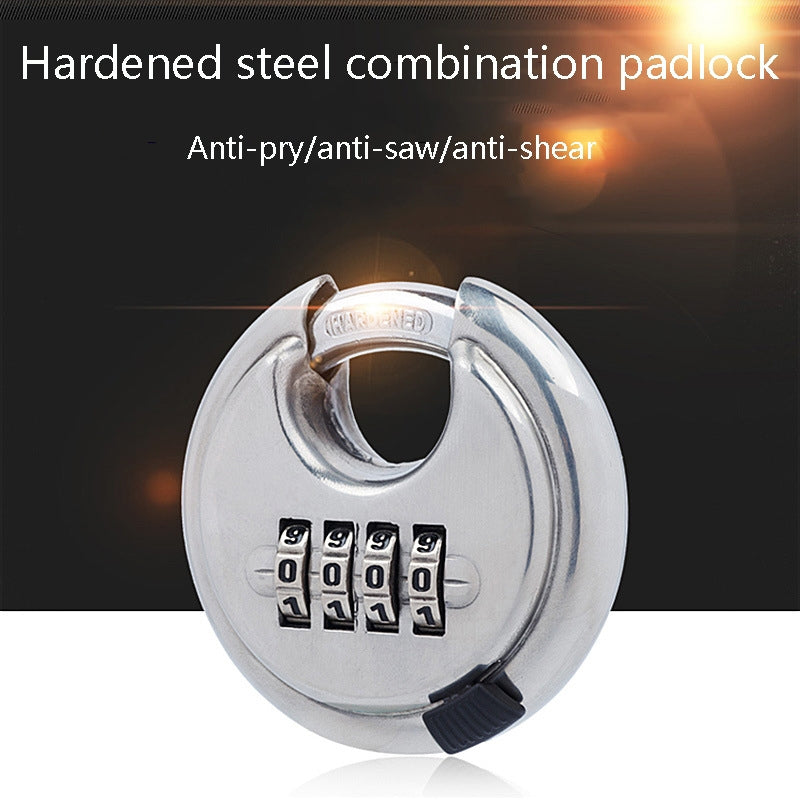 Stainless Steel Password Padlock 304 Waterproof And Rust-Proof Outdoor Courtyard Door Cabinet Lock Round Cake Lock(Silver)