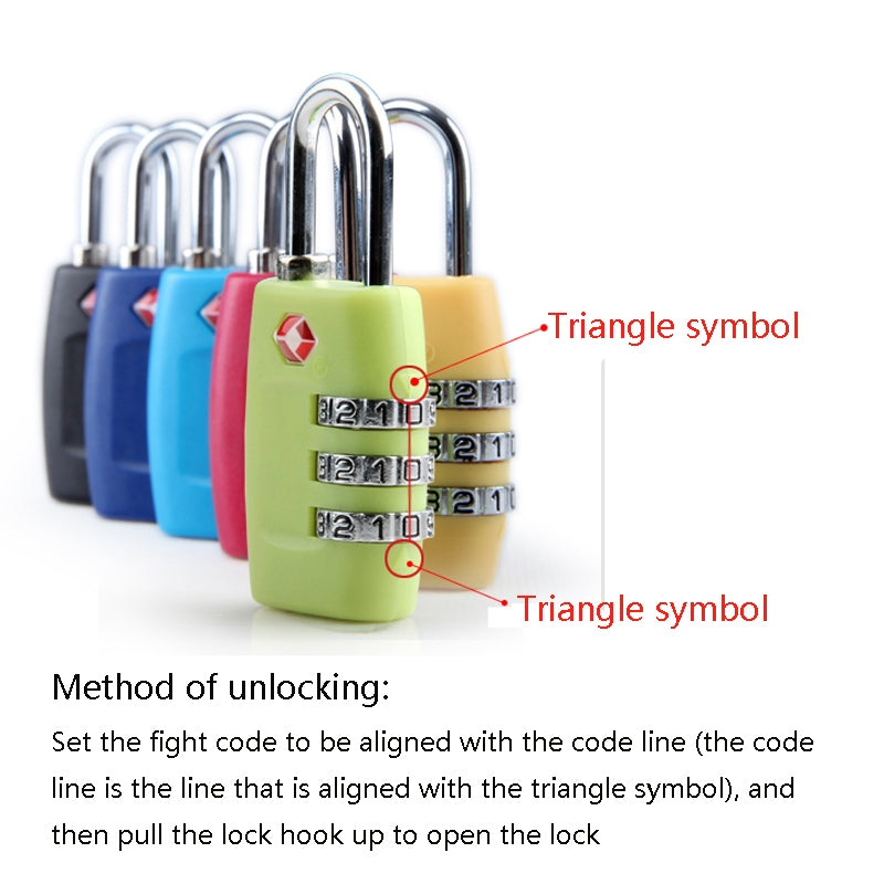 Customs Luggage Lock Overseas Travel Luggage Zipper Lock Plastic TSA Code Lock(Black)