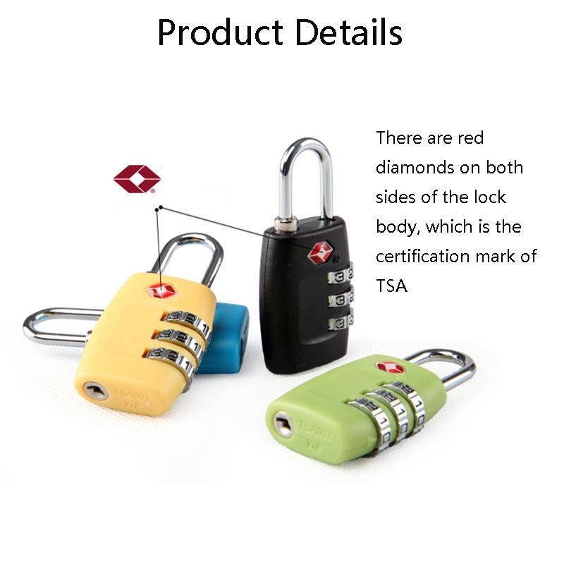Customs Luggage Lock Overseas Travel Luggage Zipper Lock Plastic TSA Code Lock(Green)