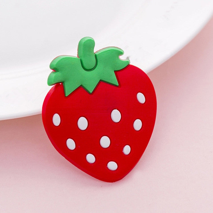 5 PCS Cartoon Fruit Magnet Refrigerator Stickers Creative Message Board Stereo Silicone Suction Iron Decoration, Style:Strawberry