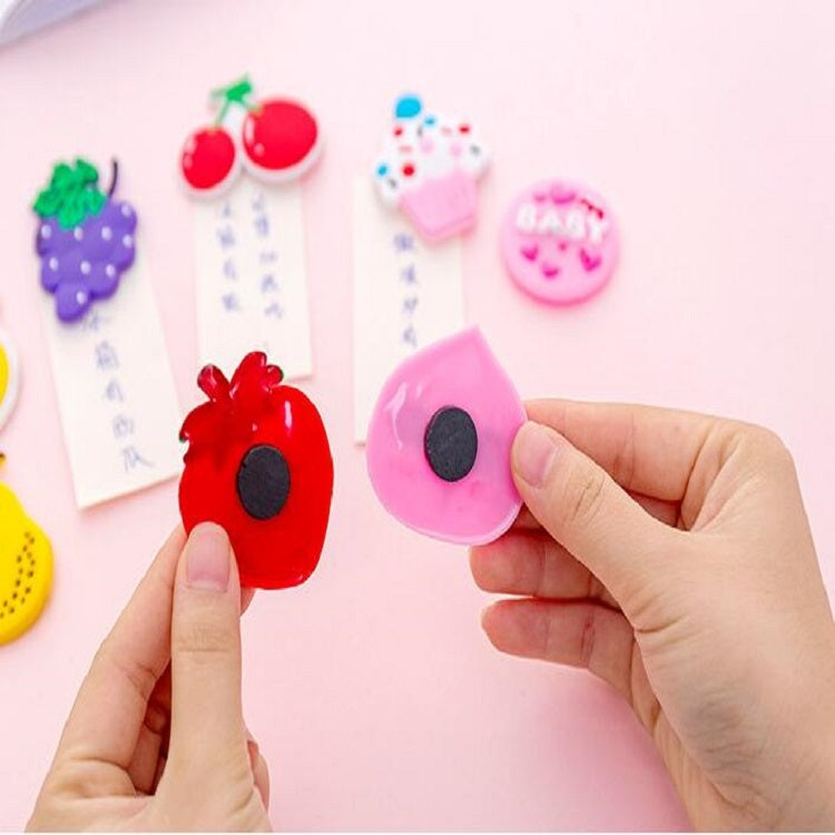 5 PCS Cartoon Fruit Magnet Refrigerator Stickers Creative Message Board Stereo Silicone Suction Iron Decoration, Style:Strawberry
