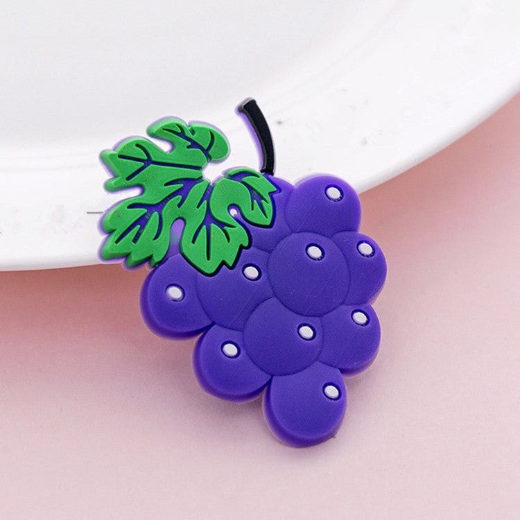 5 PCS Cartoon Fruit Magnet Refrigerator Stickers Creative Message Board Stereo Silicone Suction Iron Decoration, Style:Grape