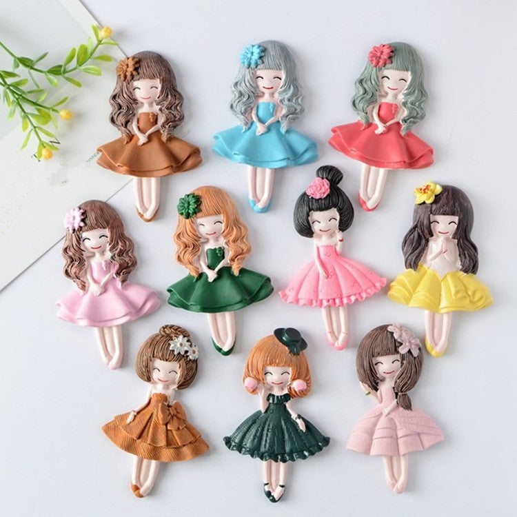 2 PCS Princess Skirt Girl Creative Refrigerator Stickers Home Decoration Magnetic Message Post(Yellow)