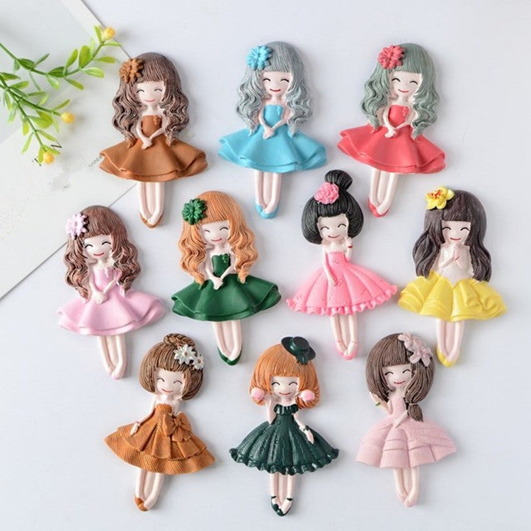2 PCS Princess Skirt Girl Creative Refrigerator Stickers Home Decoration Magnetic Message Post(Blue)
