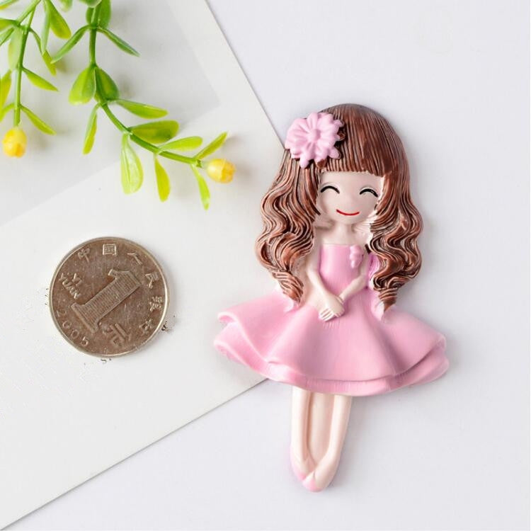 2 PCS Princess Skirt Girl Creative Refrigerator Stickers Home Decoration Magnetic Message Post(Pink)