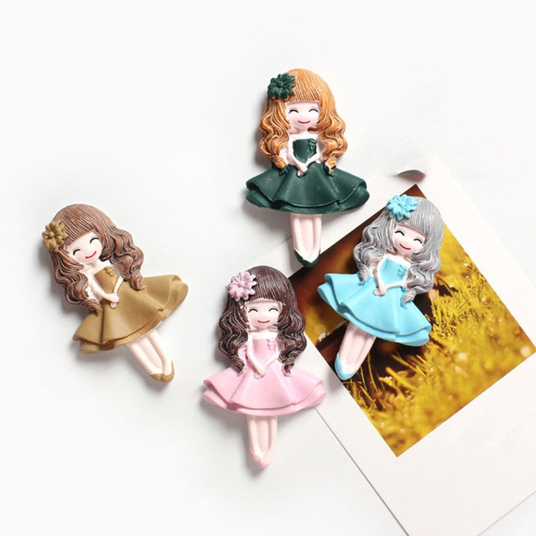 2 PCS Princess Skirt Girl Creative Refrigerator Stickers Home Decoration Magnetic Message Post(Brown)