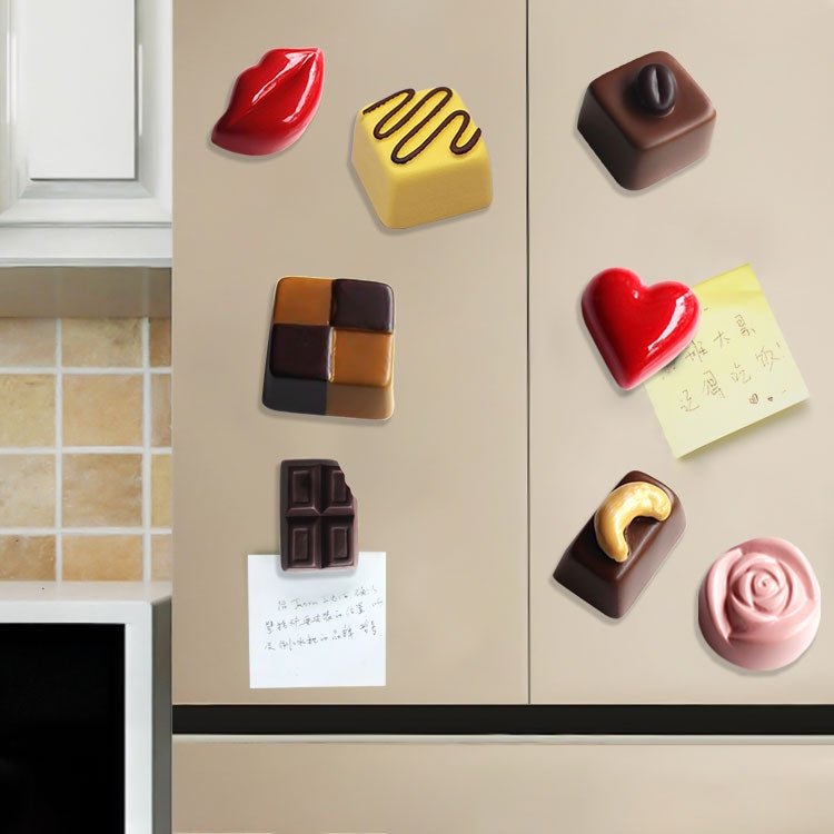 2 PCS Simulation Food Stereo Chocolate Refrigerator Magnet Decoration Stickers(Brown Square)