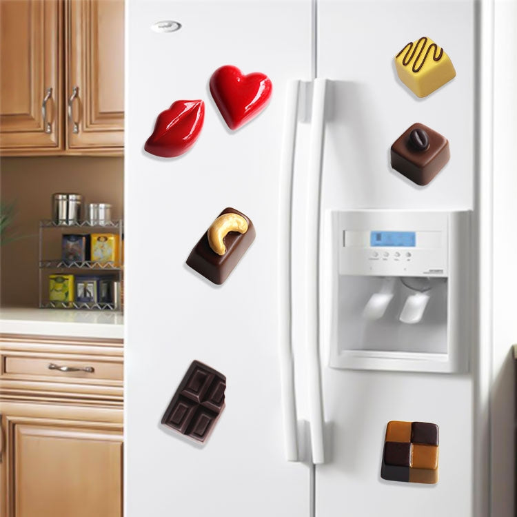 2 PCS Simulation Food Stereo Chocolate Refrigerator Magnet Decoration Stickers(Checkered)