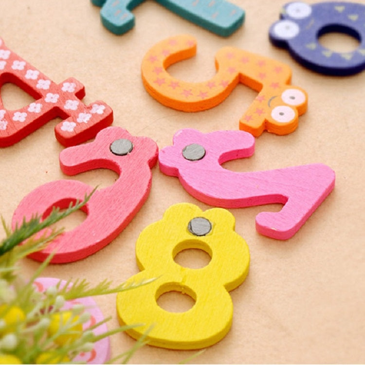 2 Packs Cartoon Digital Wooden Magnetic Refrigerator Stickers Early Childhood Teaching Aids