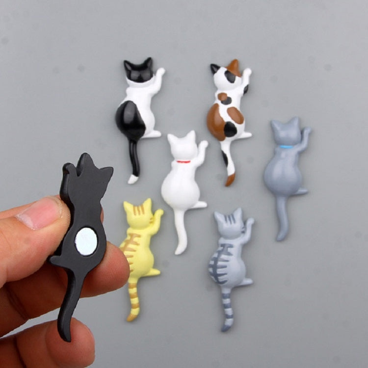 Cute Cat Creative DIY Refrigerator Stickers Doll Magnetic Stickers(Black White)