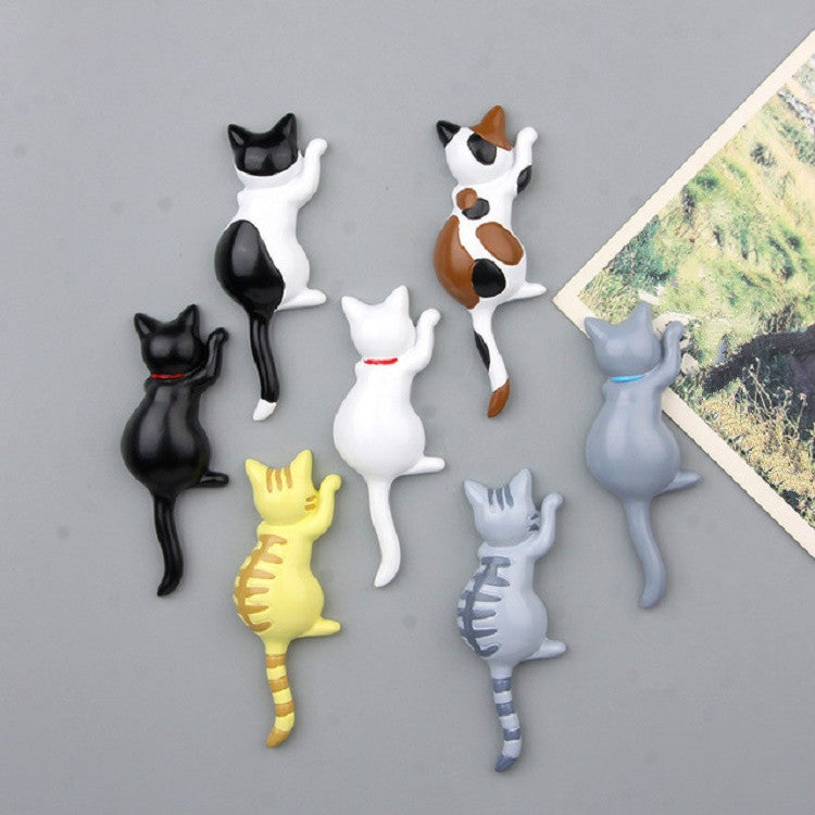 Cute Cat Creative DIY Refrigerator Stickers Doll Magnetic Stickers(Gray Tiger Pattern)