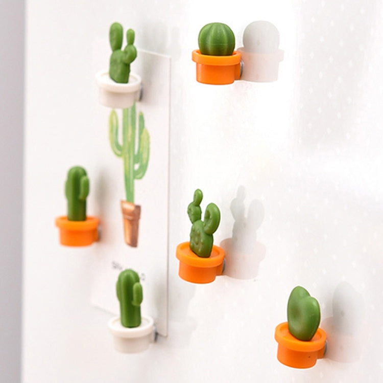 6 PCS/Set Green Cactus Refrigerator Stickers Magnetic Message Stickers Decorative Accessories(White)