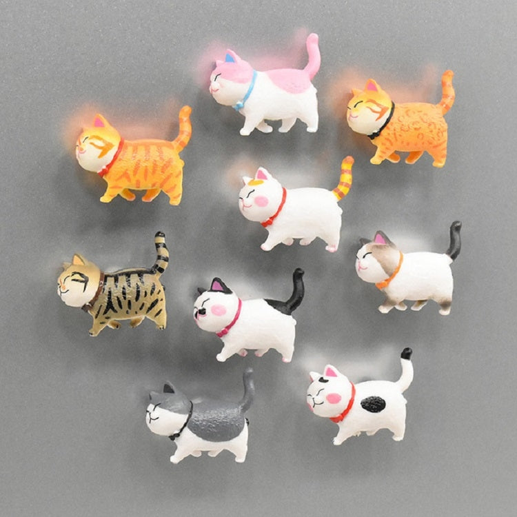 Creative Cartoon Cat Magnet Refrigerator Message Magnet, Size:Medium 4 × 4.5 cm, Style:Second-generation 9-piece Set
