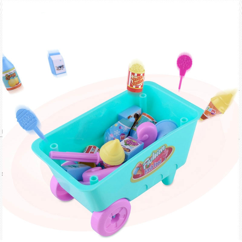 Simulation Candy Ice Cream Mini Detachable Trolley Child Cosplay Toy, Random Color Delivery