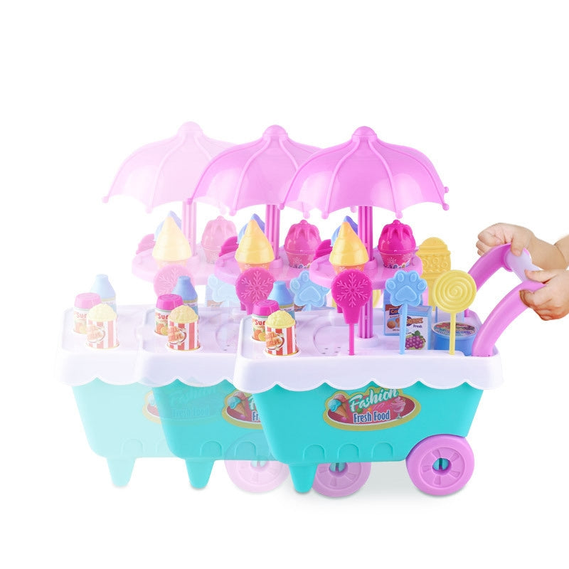 Simulation Candy Ice Cream Mini Detachable Trolley Child Cosplay Toy, Random Color Delivery