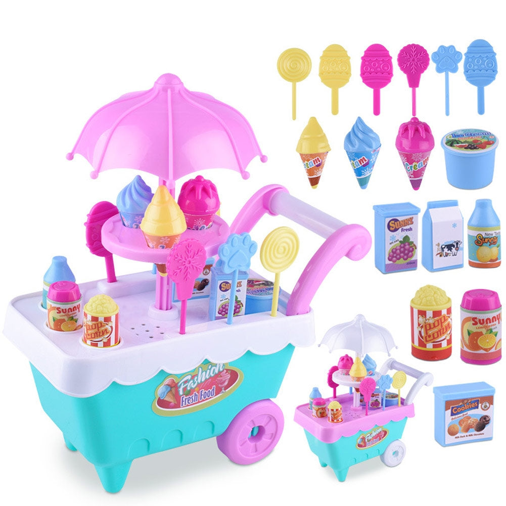 Simulation Candy Ice Cream Mini Detachable Trolley Child Cosplay Toy, Random Color Delivery