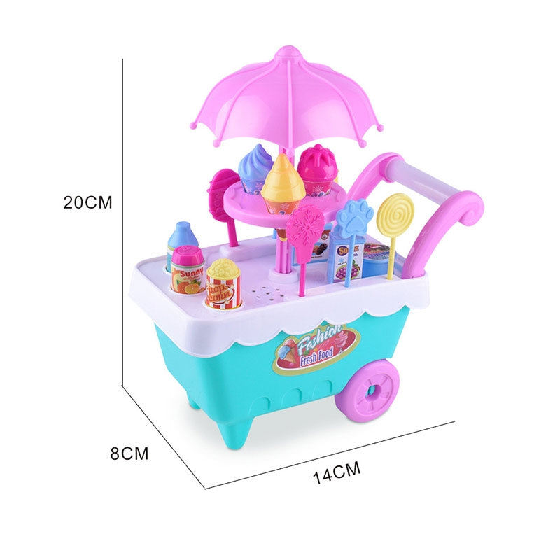 Simulation Candy Ice Cream Mini Detachable Trolley Child Cosplay Toy, Random Color Delivery