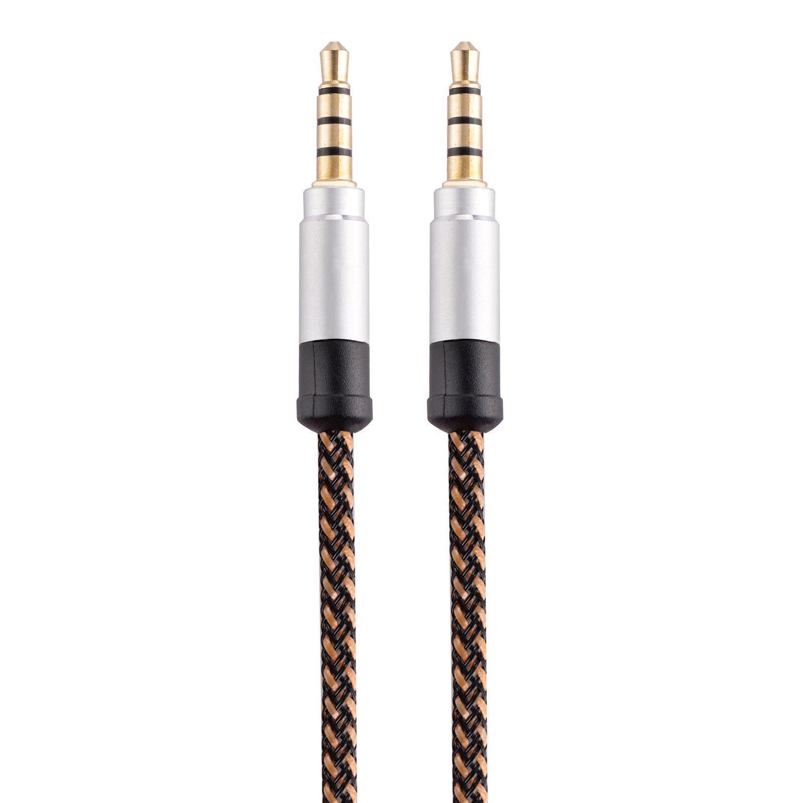 3.5mm Male To Male Car Stereo Gold-Plated Jack AUX Audio Cable For 3.5mm AUX Standard Digital Devices, Length: 1.5m(Brown)