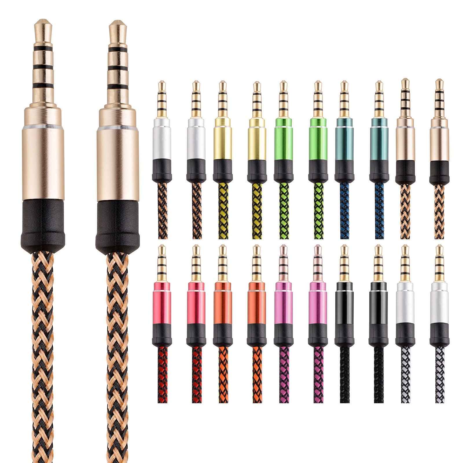 Uniqbuy For 3.5mm Male To Male Car Stereo Gold-Plated Jack AUX Audio Cable For 3.5mm AUX Standard Digital Devices, Length: 1.5m(Brown)