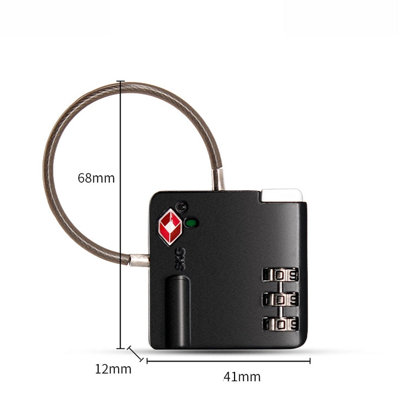 TSA Customs Combination Lock Anti-Theft Wire Padlock(Black)