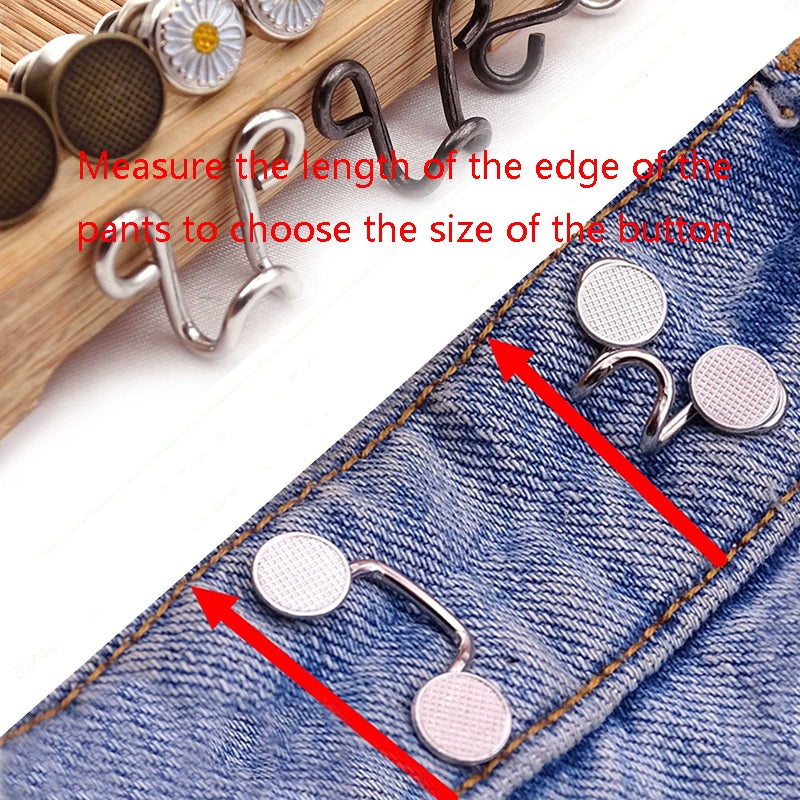 6 in 1 Nail-Free Detachable Button Jeans Waist Adjustment Buckle Set, Colour: 25mm (Silver)