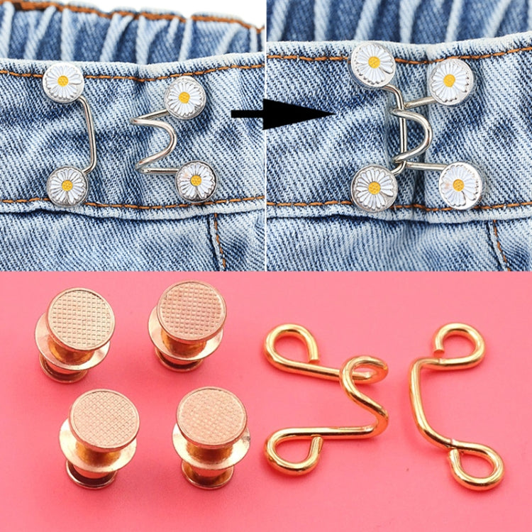 6 in 1 Nail-Free Detachable Button Jeans Waist Adjustment Buckle Set, Colour: 25mm (Golden)