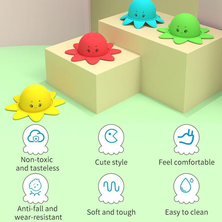 Double Expression Flip Dolls Octopus Silicone Unzip Toys, Height: 4.9cm(Green)