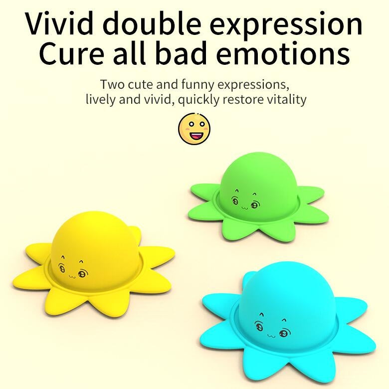 Double Expression Flip Dolls Octopus Silicone Unzip Toys, Height: 4.9cm(Green)