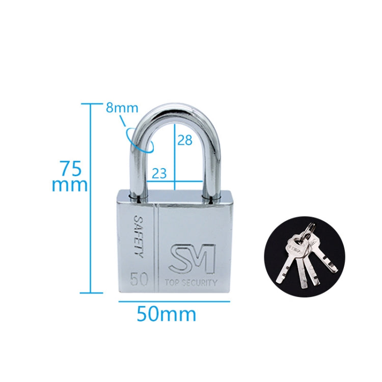 Square Blade Imitation Stainless Steel Padlock, Specification: Short 50mm Not Open