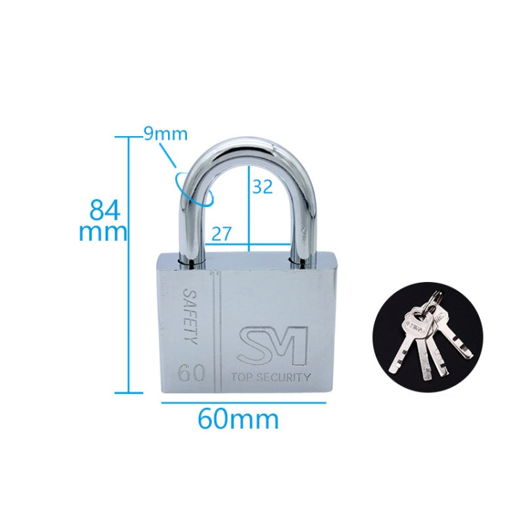 Square Blade Imitation Stainless Steel Padlock, Specification: Short 60mm Not Open