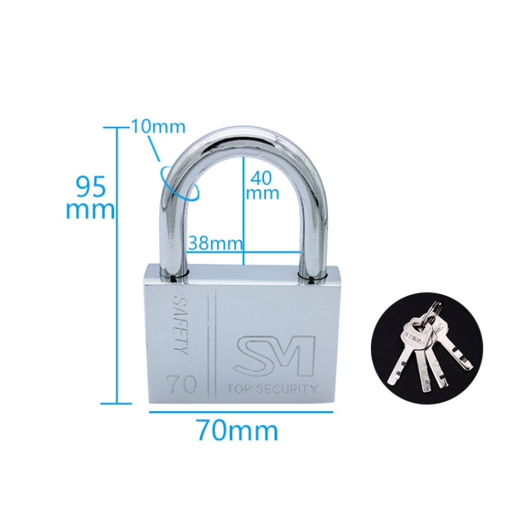 Square Blade Imitation Stainless Steel Padlock, Specification: Short 70mm Not Open