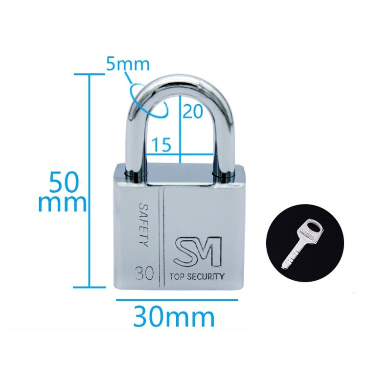 4 PCS Square Blade Imitation Stainless Steel Padlock, Specification: Short 30mm Open