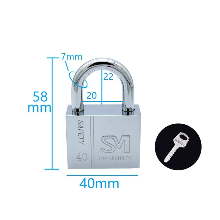 Square Blade Imitation Stainless Steel Padlock, Specification: Short 40mm Open
