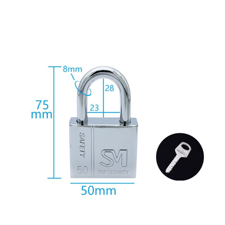 Square Blade Imitation Stainless Steel Padlock, Specification: Short 50mm Open