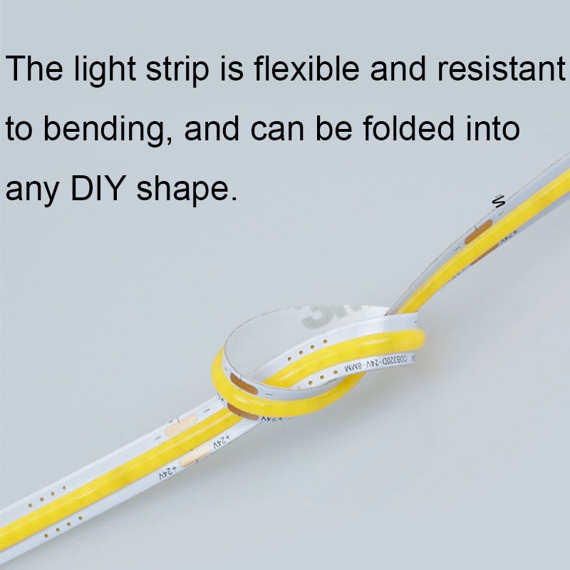 1m 24V 320 Beads 12W 8mm Wide COB Adhesive Decorative LED Light Strip, Style: Purple(Color Monochromatic)