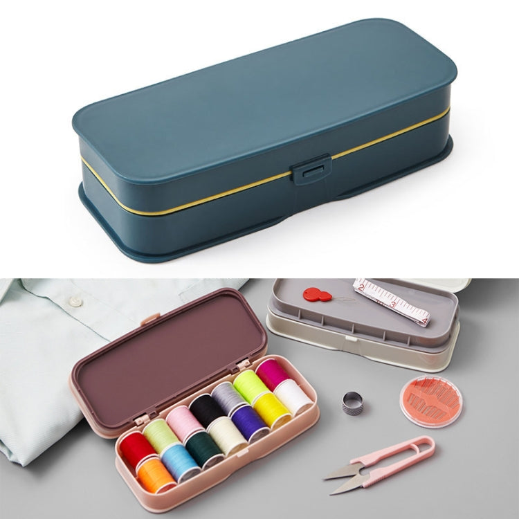 Household Needle Box Set Sewing Kit Storage Box(Navy Blue)