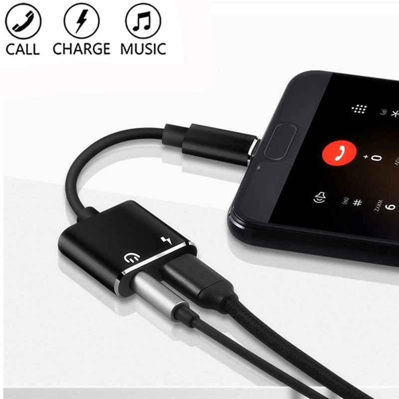 Uniqbuy For USB-C / Type-C to 3.5mm Aux + USB-C / Type C Earphone Adapter Charger Audio Cable(black)