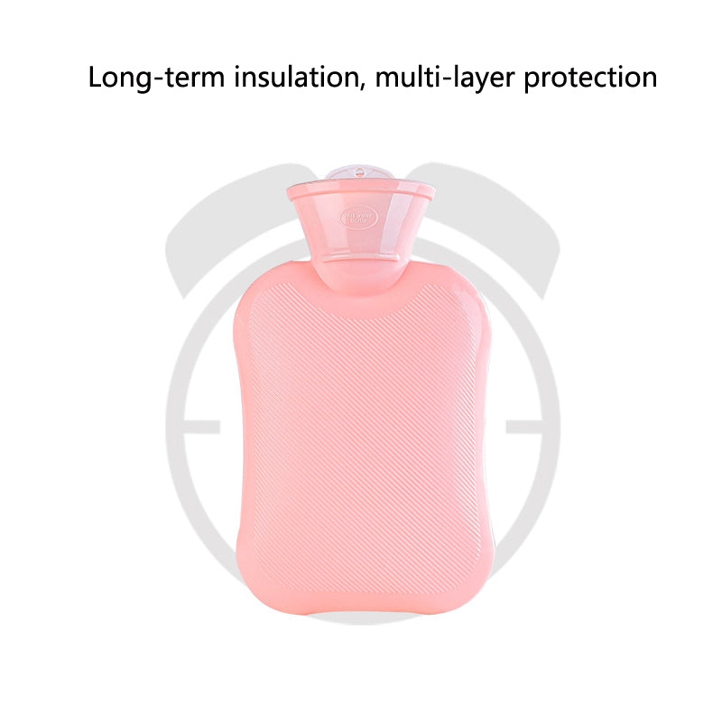 Hot Compress Stomach Hot Water Bottle Flannel Cover Cartoon Hand Warmer(Pink)