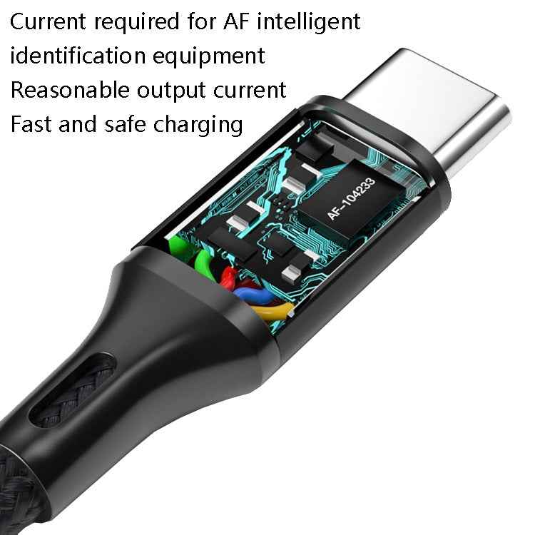 Uniqbuy For 4 PCS 2.4A USB-C / Type-C to USB Braided Fast Charging Sync Data Cable, Length: 0.25m (Black)