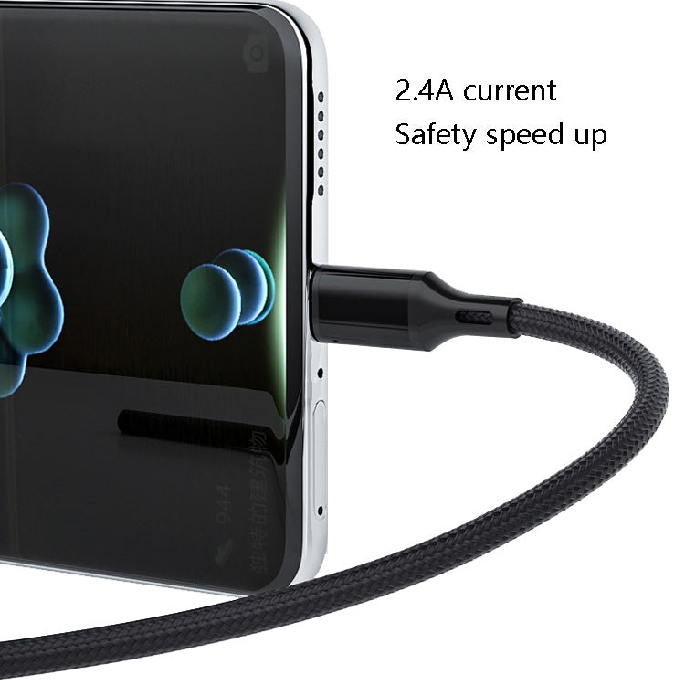 4 PCS 2.4A USB-C / Type-C to USB Braided Fast Charging Sync Data Cable, Length: 0.25m (Black)