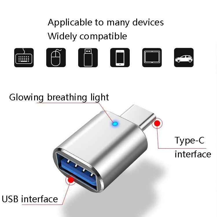 Uniqbuy For 3 PCS USB 3.0 Female to USB-C / Type-C Male OTG Adapter with Indicator Light(Black)