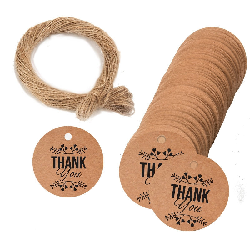 100pcs /Pack Kraft Paper Gift Tag With 20m Hemp Rope(L-01)