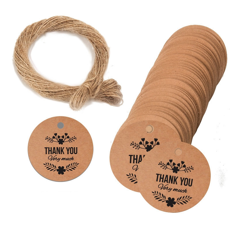 100pcs /Pack Kraft Paper Gift Tag With 20m Hemp Rope(L-04)