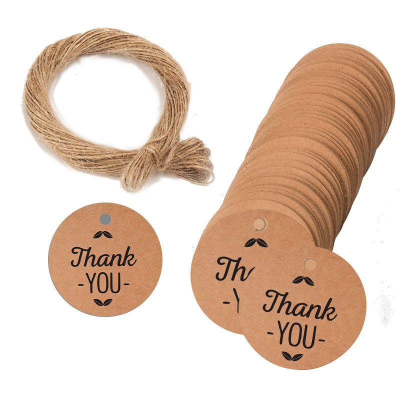 100pcs /Pack Kraft Paper Gift Tag With 20m Hemp Rope(L-05)