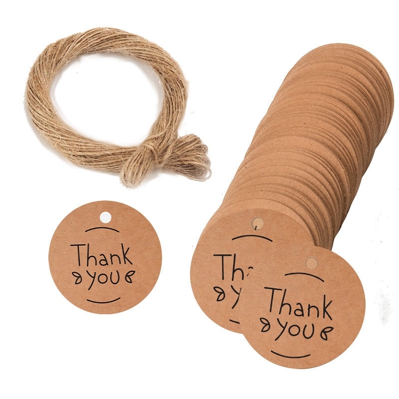 100pcs /Pack Kraft Paper Gift Tag With 20m Hemp Rope(L-09)
